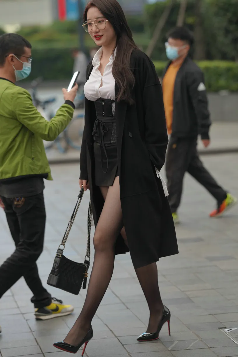 [Mzsock] NO.160 Long legs in black stockings street photography#[105P]-68